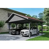 SKANHOLZ Satteldach-Carport Wallgau 620 x 500 cm Schiefergrau rote Schindeln