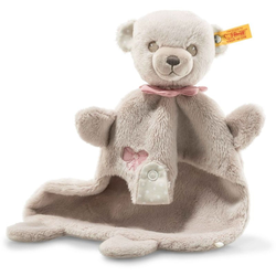 Steiff 241598 Hello Baby Lea Teddybär Schmusetuch in Geschenkbox, Plüsch, 28 cm, grau/pink