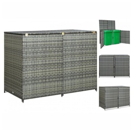 vidaXL Mülltonnenbox für 2 Tonnen Poly Rattan Anthrazit 148×77×111 cm