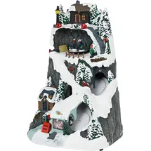 Wellhome Weihnachtsdorf zur Dekoration mit LED-Lichtern und Bewegung 19,6x17,7x30,1cm