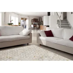 Lederteppich MY HOME "Arno" Gr. 4, beige (goldfarben, creme), B:160cm H:8mm L:230cm, Leder, Teppiche, jeder Teppich-ein Unikat, Wohnzimmer