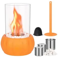 BRAIDOL Tischfeuer Tischkamin Bioethanol Kamin für Indoor und Outdoor,Tragbare (Bio Ethanol Feuerstelle mit 2 Brenner,Silikonhandschuhe,Feuerlöscher,Dekorative Steine, Längere Brennzeit,Windlicht Tischfeuer ethanol), für Tisch Balkon Terrasse Garten Deko orange