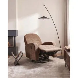 Beliani Schaukel-Fernsehsessel FEBE Stoff 77 x 102 x 90 cm Braun drehbar
