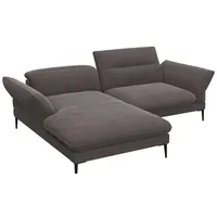 FLEXLUX Ecksofa Salino, Funktionssofa mit Recamiere, Relaxsofa, Ecksofa, Sofa mit Arm- und Kopfteil-Verstellungen, Kaltschaum & Stahl-Wellen braun