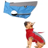 PLUS PO Wasserdichter Regenmantel für Hunde - Warme Regenjacke Hundemantel - Blau, M