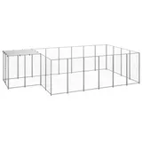 vidaXL Hundezwinger 4,4 m x 2,2 m x 1,1 m Stahl Silber