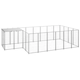 vidaXL Hundezwinger 4,4 m x 2,2 m x 1,1 m Stahl Silber