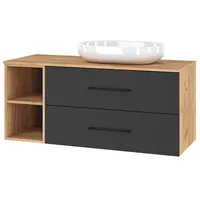 Planetmöbel Waschtischunterschrank LUX 120 cm Gold Eiche/Anthrazit OHNE Waschbecken