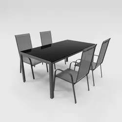 Lex Gartenmöbel Set Metall Tisch 4 Stapelsessel Essgruppe Gartenset Sitzgruppe Stuhl anthrazit : Anthrazit