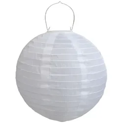 Chic Antique Reispapier Lampe mit Solarzellen, D30 cm, weiß