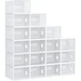 18er Set Schuhboxen, Schuh-Organizer mit magnetischen Türen, Schuhkarton mit Deckel, Schuhaufbewahrung aus Kunststoff, für Schuhe bis Größe 45,