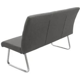 Mendler Sitzbank HWC-G55, Esszimmerbank Bank, Stoff/Textil Edelstahl gebürstet ~ grau-braun 160cm