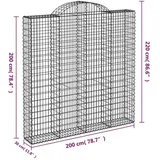vidaXL Gabionen mit Hochbogen 200 x 30 x 200/220 cm