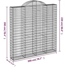 vidaXL Gabionen mit Hochbogen 200 x 30 x 200/220 cm