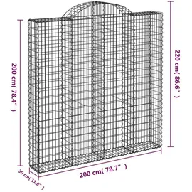 vidaXL Gabionen mit Hochbogen 200 x 30 x 200/220 cm