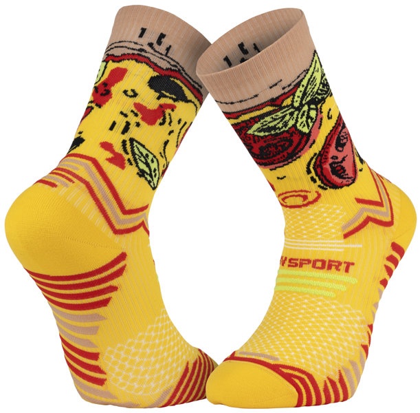 BV Sport Nutri Pizza - Trailrunningsocken - Yellow/Red - 36/38