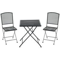 Outsunny Garten Sitzgruppe Bistro-Set 3 Personen mit 1 Tisch und 2 faltbaren Stühlen, Metall grau für Terrasse und Balkon