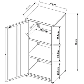 [en.casa] Burlöv Aktenschrank 88 x 40 x 35 cm Schwarz