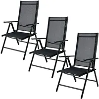 CASARIA Casaria® Aluminium Gartenstuhl Bern Klappbar Anthrazit 3er Set