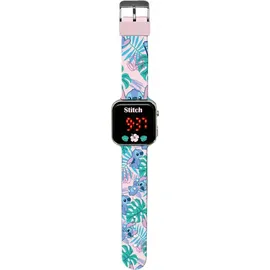 Kids Euroswan Lilo & Stitch Digitale LED-Uhr 0 mm Kunststoffgehäuse Blau/Rot Silikonarmband onesize