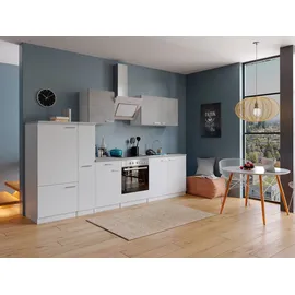 Respekta Küchenzeile Malia 300 cm E-Geräte weiß/beton optik