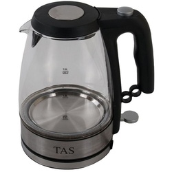 BURI Wasserkocher TAS Glas LED Wasserkocher 1,5 Liter schnurlos 1800W 360° Teekocher Tee