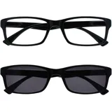 OPULIZE Die Lesebrille Unternehmen Schwarz Leser Mit UV400 Sonne Leser Wert Doppelpack Designer Stil Herren Damen Lesehilfe RS92-1 +1,00