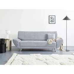 3-Sitzer INOSIGN "Saltare elegant und komfortabel, toller Designfuß", grau (grau, blau), B:205cm H:78cm T:82cm, 100% Polyester, Sofas