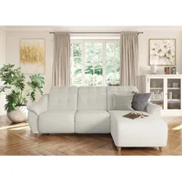 Ecksofa HOME AFFAIRE "Boston L-Form", weiß (reinweiß), B:254cm T:170cm, Struktur (100% Polyester), Luxus-Microfaser Florence (100% Polyester), Chenille (100% Polyester), NaturLEDER (reines Rindsleder), Sofas, Kopfteilverstellung an jeder Sitzfläche, wahlweise Relaxfunktion