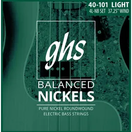 GHS Strings GHS Balanced Nickels - 4L-NB - Bass String Set, 4-String, Light, .040-.101