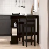 vidaXL Schwarzer Eichen-Bartisch mit Stauraum, 100x50x101,5 cm