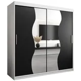 abiks möbel Schwebetürenschrank MADRYT 200 x 200 x 62 cm Schwarz/Weiß