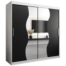abiks möbel Schwebetürenschrank MADRYT 200 x 200 x 62 cm Schwarz/Weiß