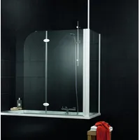 Schulte Badewannenfaltwand 2-teilig mit Seitenwand, Profilfarbe Chromoptik, 5 mm Sicherheitglas Klar hell, Faltwand: 112 x 142 cm, Seitenwand geeignet für eine 74 - D3381 41 50