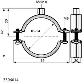 walraven bis Rohrschelle KSB2 10-14 mm M8/M10 EPDM