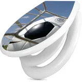 banjado Familien WC Sitz mit Absenkautomatik 44,9x37,1cm - Klobrille mit Kindersitz aus hochwertigem Polypropylen - Toilettendeckel mit Kinder Toilettensitz integriert - Motiv Fußball