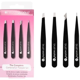 Brushworks Kombination Pinzette 4-Stück Set Schwarz