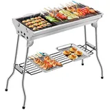 Flyelf Holzkohlegrill Tragbarer Klappgrill Camping Grill aus Edelstahl, 93,5 * 33,5 * 70 cm
