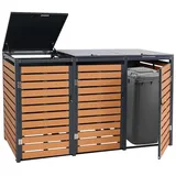 Mendler Mülltonnenverkleidung HWC-K14 119 x 205 x 84 cm braun