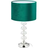 Relaxdays Tischlampe, Samt und Kristall, HxD: 47 x 26 cm, E14-Fassung, Nachttischlampe, indirekte Beleuchtung, grün