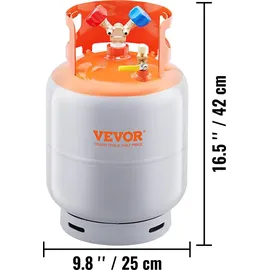 Vevor Kältemittel Rückgewinnungsbehälter 13,61kg 27,6bar Wiederverwendbarer Zylindertank Φ 250 x 390mm Kältemittel-Rückgewinnungsbehälter Orange Kältemittel-Rückgewinnungsbehälter aus HP295 Stahl