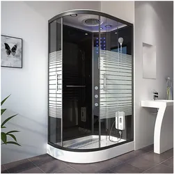 Home Deluxe Dampfdusche mit Wasserfall und Dampfsauna BLACK PEARL - 120x80 cm Links