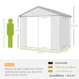 Outsunny Gerätehaus 4,1m3, Gartenhaus mit Pultdach, 240 x 190 x 180/228 cm, Geräteschuppen mit Abschließbar Tür, Fenster, Fahrradgarage,