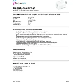 Sonoff Smart USB Adaptor, Schaltaktor für USB Geräte, WiFi