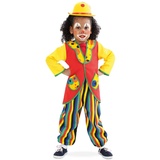 KarnevalsTeufel Kinderkostüm-Set Clown 3-teilig Anzug Clowni Hose und Oberteil Mini-Melone (Farbauswahl erfolgt zufällig) Harlekin Schelm Spaßvogel (104)