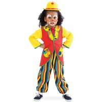 KarnevalsTeufel Kinderkostüm-Set Clown 3-teilig Anzug Clowni Hose und Oberteil Mini-Melone (Farbauswahl erfolgt zufällig) Harlekin Schelm Spaßvogel (104)
