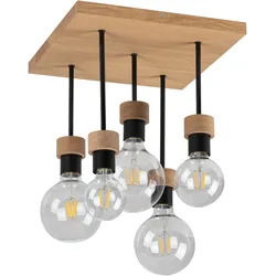 BRITOP LIGHTING Deckenleuchte "CHANDELLE", schwarz (eichefarben, schwarz), H: 31cm, Lampen, Naturprodukt aus Eichenholz, Nachhaltig mit FSC-Zertifikat, Deckenlampe Deckenleuchte