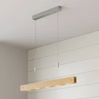 LUCANDE LED-Holz-Pendelleuchte Karinja mit Dimmer, natur