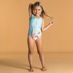 Badeanzug Baby Mädchen aquamarin bedruckt, grün|rosa, Gr. 68 – 6 Monate