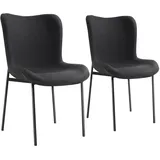 Tectake Polsterstuhl Tessa Webstoff schwarz 2er Set